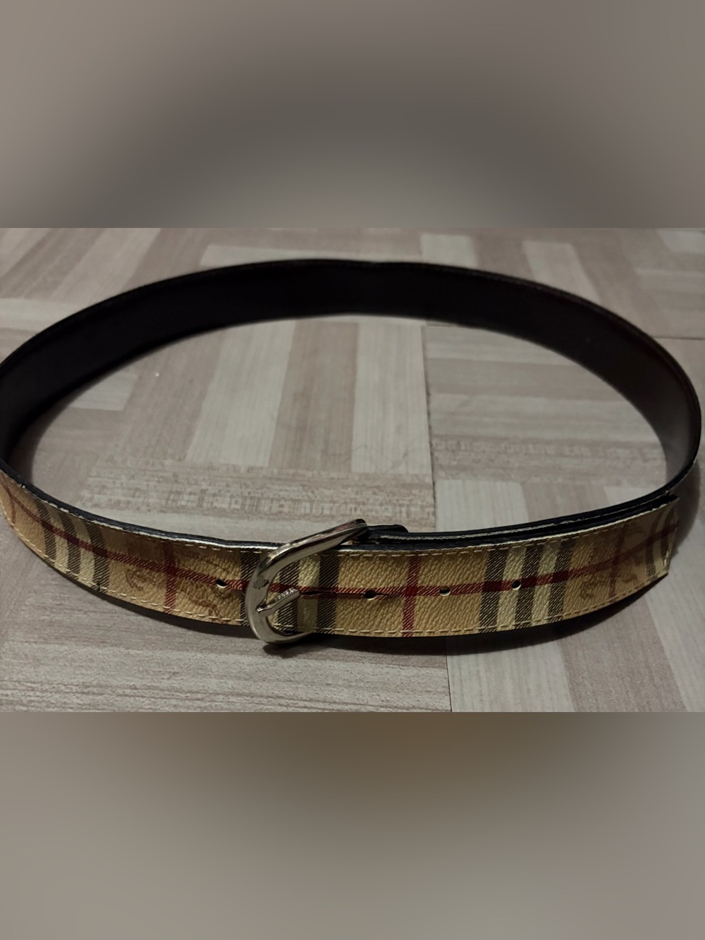 Authentic Burberry Nova Check Beige Leather Belt Size 38/ 95